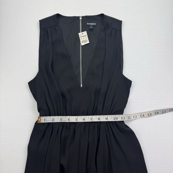 Express Black Sleeveless V Neck Open Back Dress Size 6 Lined - Picture 8 of 11